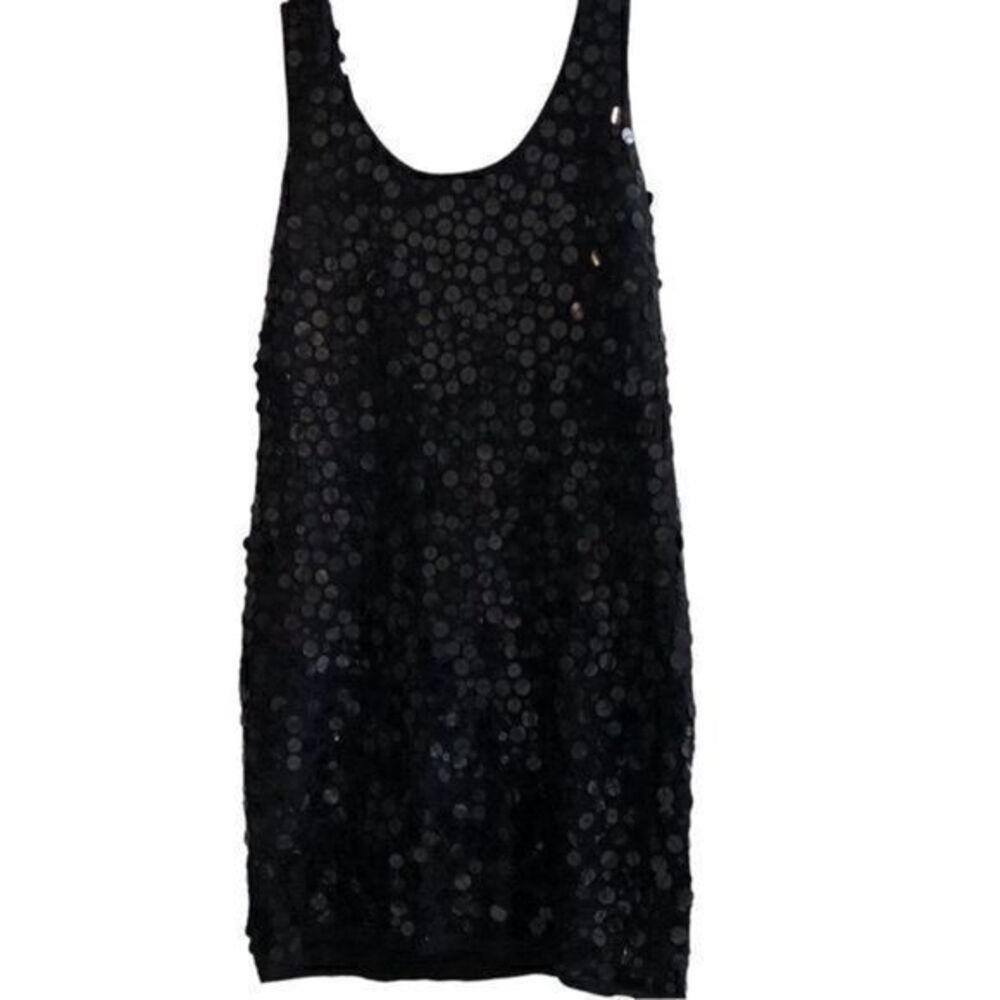 Sequin Scoop Neck Body Con Black Party Dress Size Medium - Picture 1 of 3